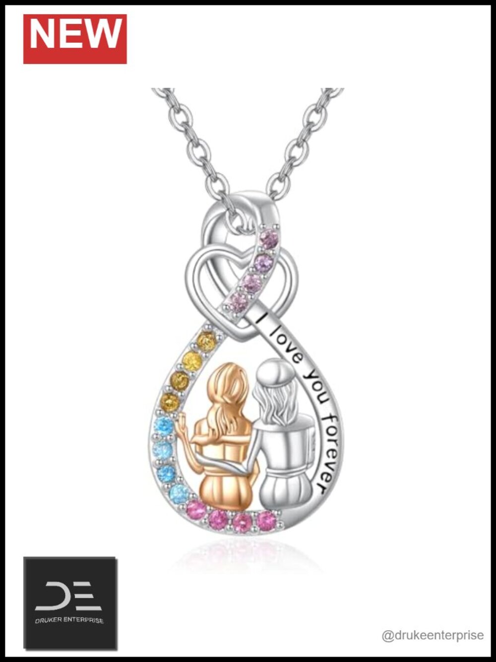 Sister Necklace Women Pendant Infinity Friendship Jewelry Gift Gold Plated